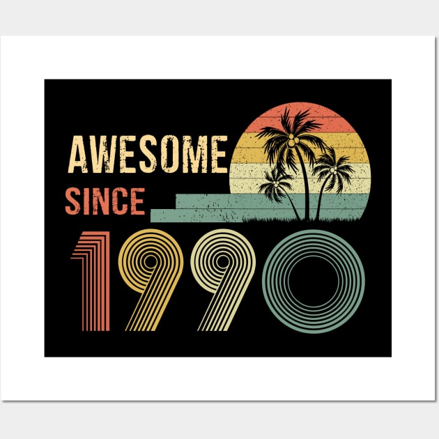 32 Years Old Awesome Since 1990 Gifts 32th Birthday Gift Wall Art by peskybeater